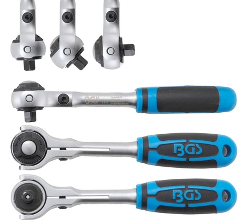 BGS Umschaltknarre mit Kugelkopf | Abtrieb Außenvierkant 6,3 mm (1/4")