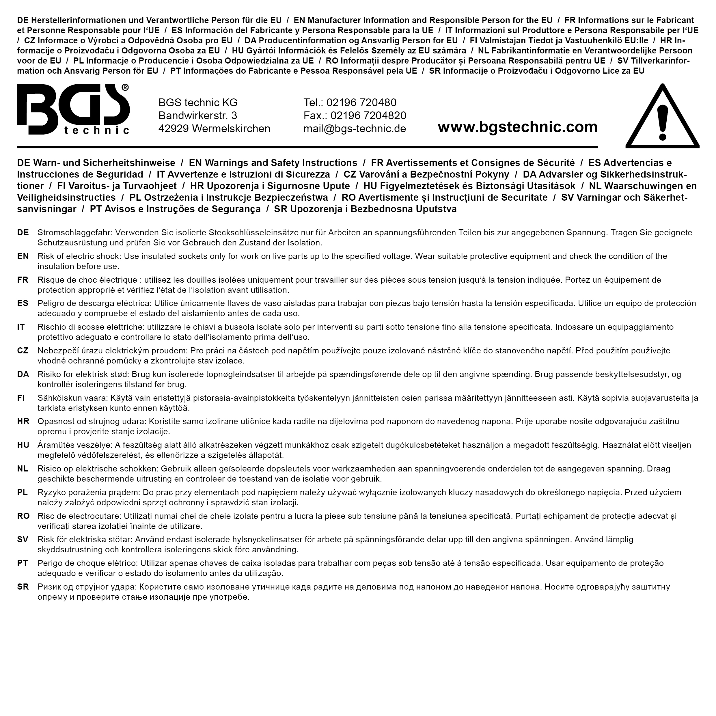 BGS VDE-Steckschlüssel-Satz | Antrieb Innenvierkant 10 mm (3/8") | SW 7 - 22 mm | 12-tlg.