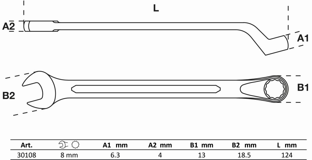 BGS Maul-Ringschlüssel, gekröpft | SW 8 mm