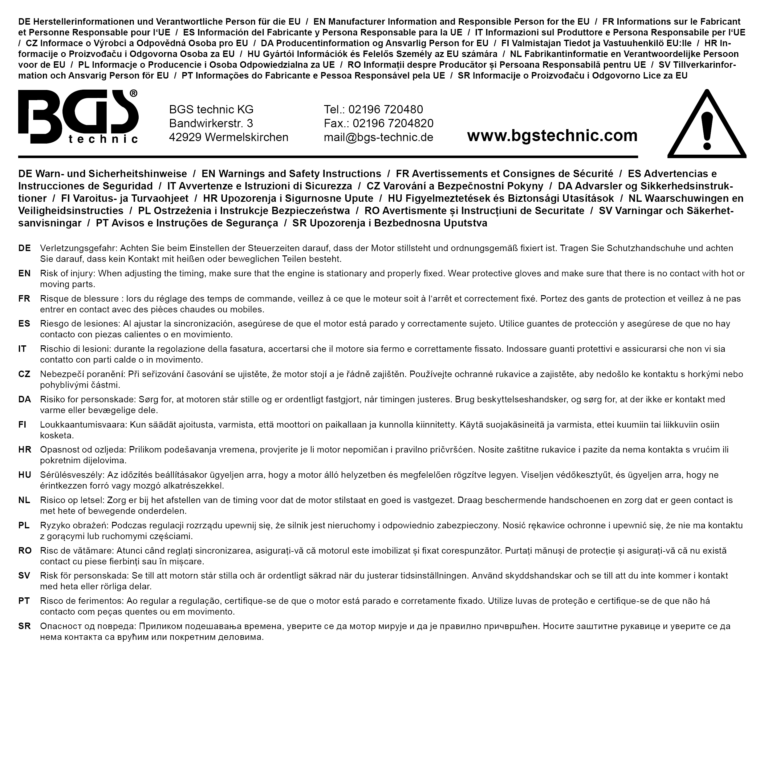 BGS Motor-Einstellwerkzeug-Satz | für VAG