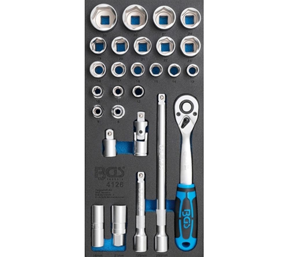 BGS Werkstattwageneinlage 1/3: Steckschlüssel-Satz | 12,5 mm (1/2") | 27-tlg.