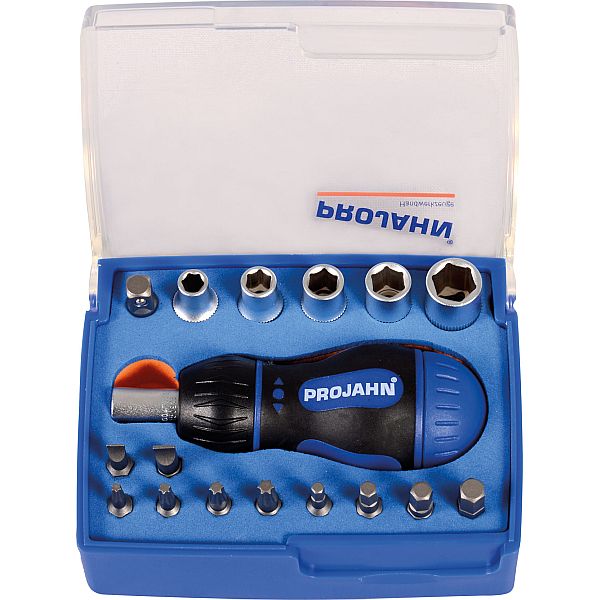 1/4" Stubby Universal Bit Box 23tlg mit Stubby Ratschenschraubendreher und Sechskantstecknüssen