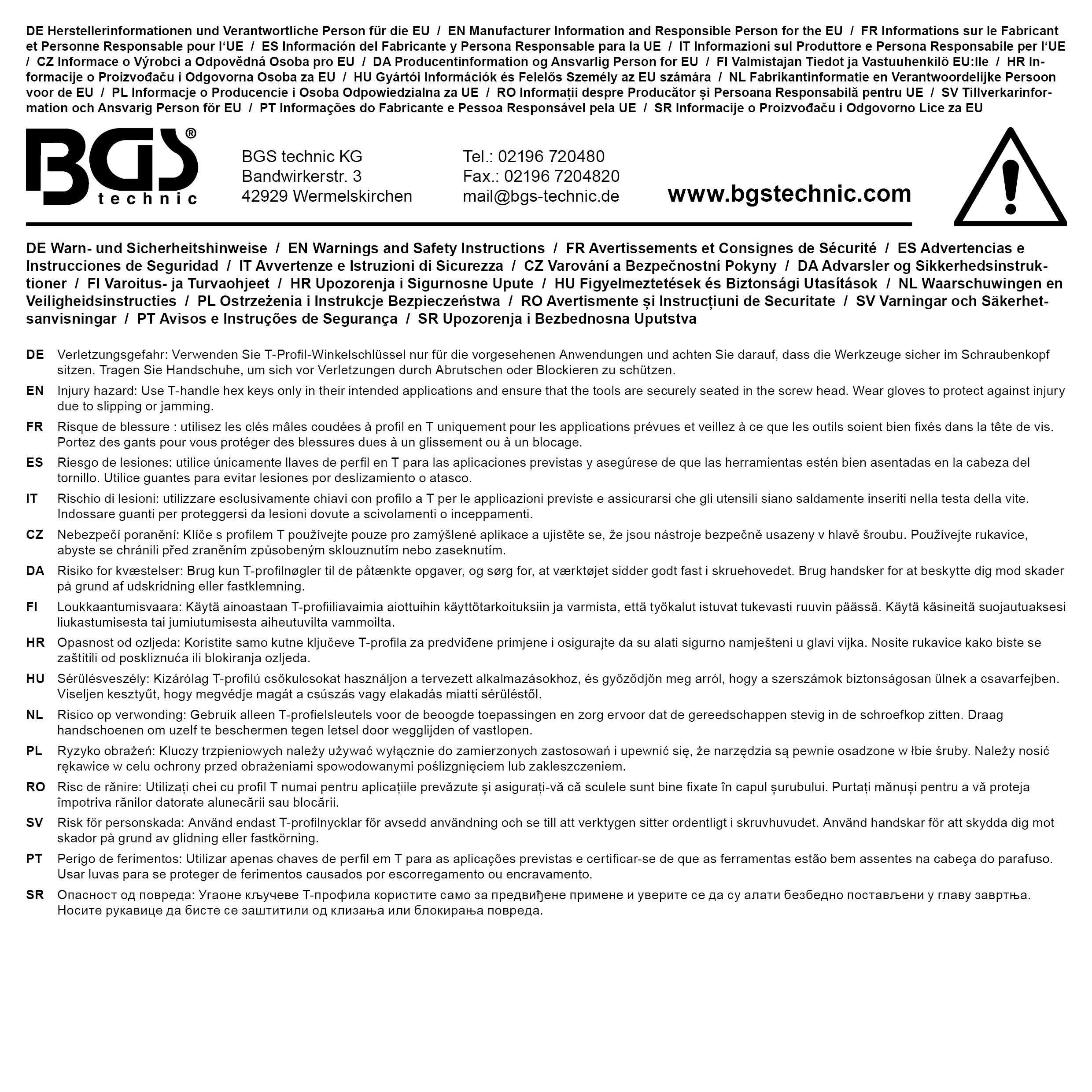 BGS Schraubendreher mit T-Griff und seitlicher Klinge | T-Profil (für Torx) T45