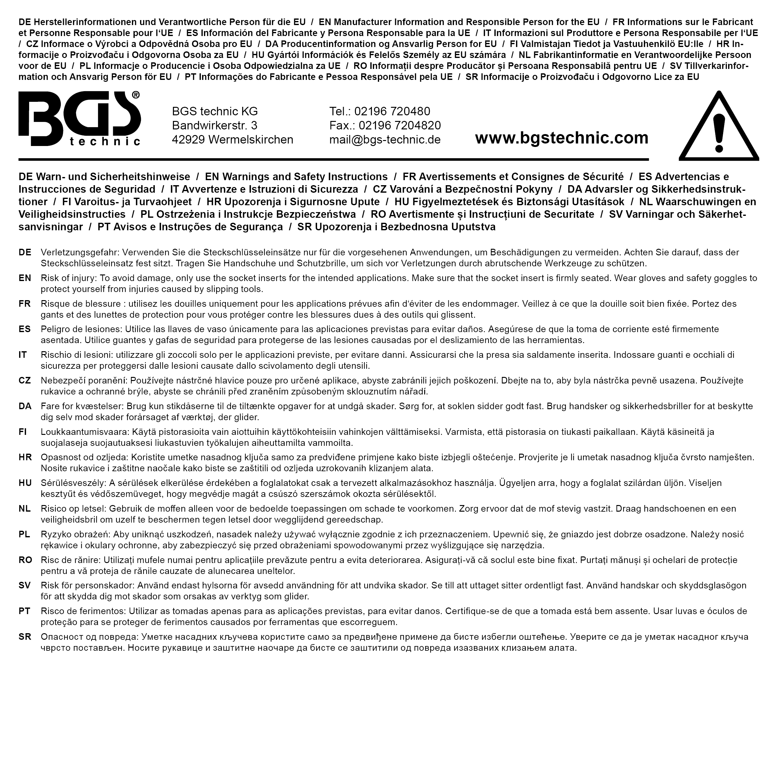 BGS Steckschlüssel-Einsatz-Satz Gear Lock | Antrieb Innenvierkant 12,5 mm (1/2") | 19-tlg.