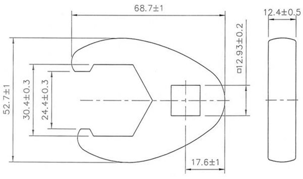 BGS Hahnenfußschlüssel | Antrieb Innenvierkant 12,5 mm (1/2") | SW 30 mm