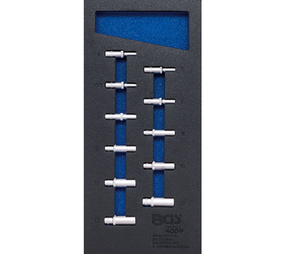 BGS Werkstattwageneinlage 1/3: Steckschlüssel-Einsätze Sechskant | 6,3 mm (1/4") | tief |11-tlg.