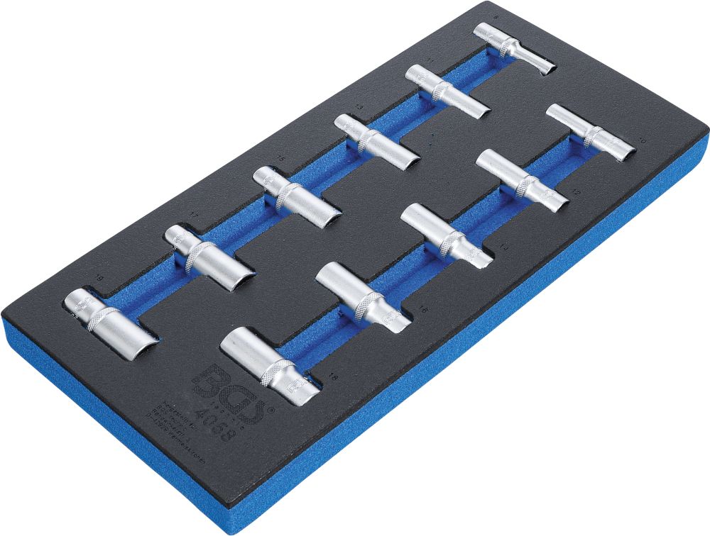 BGS Werkstattwageneinlage 1/3: Steckschlüssel-Einsätze Sechskant | 10 mm (3/8") | 8 - 19 mm | tief