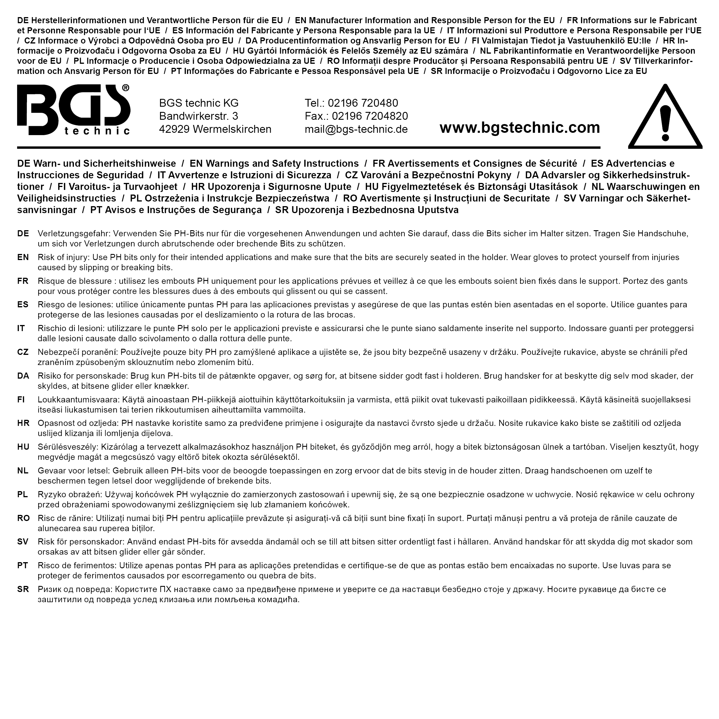 BGS Bit | Antrieb Außensechskant 6,3 mm (1/4") | Kreuzschlitz PH4