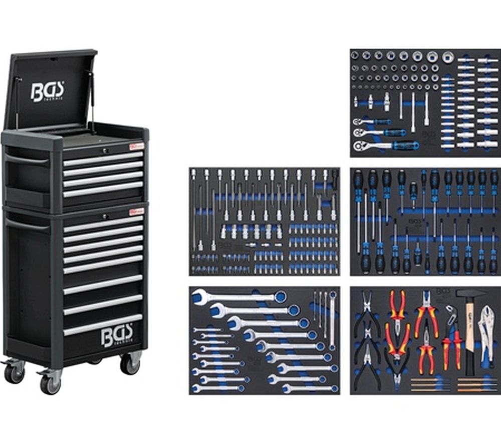 BGS Werkstattwagen Profi Standard Maxi | 12 Schubladen | mit 263 Werkzeugen