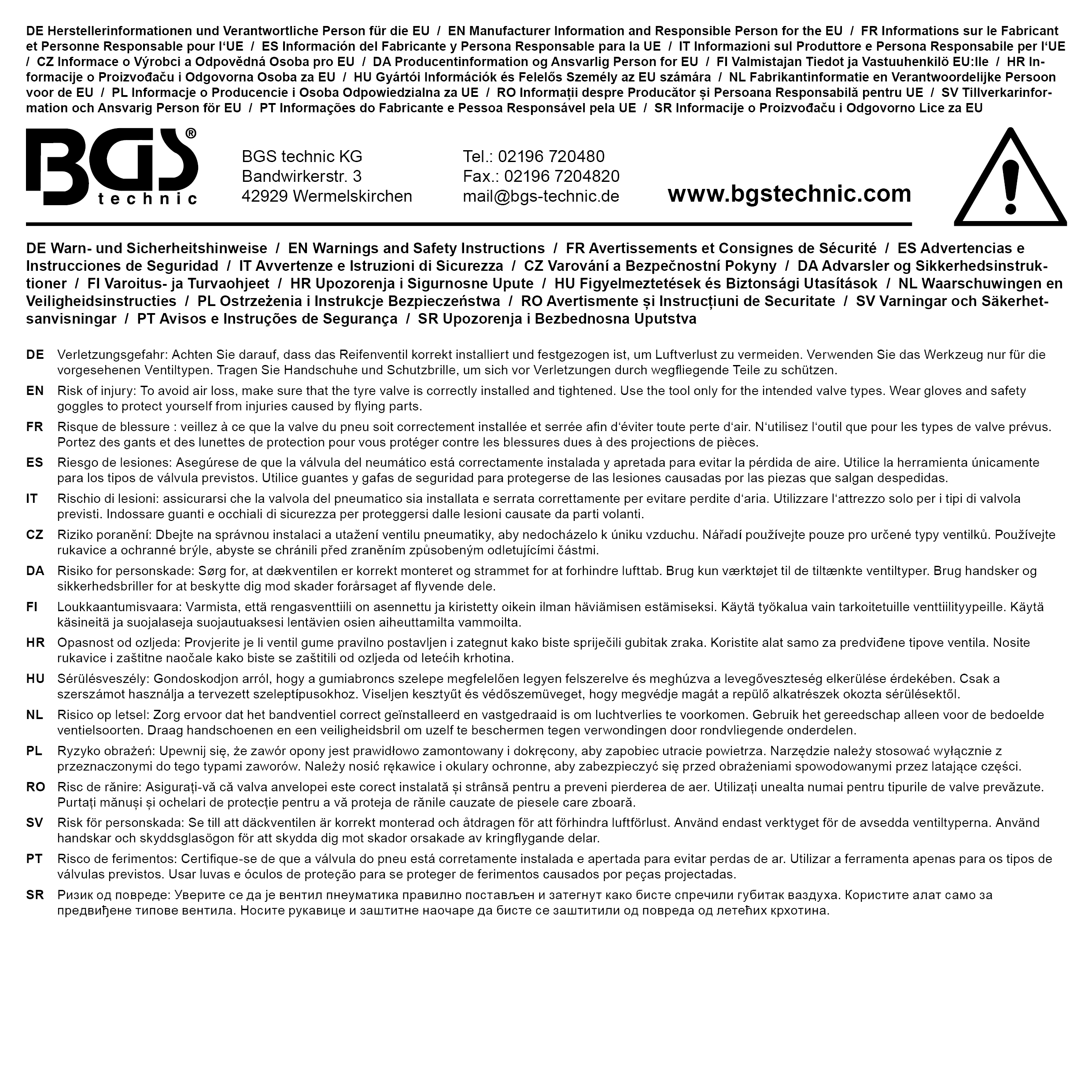 BGS Reparatursatz für Reifenventile | 14-tlg.