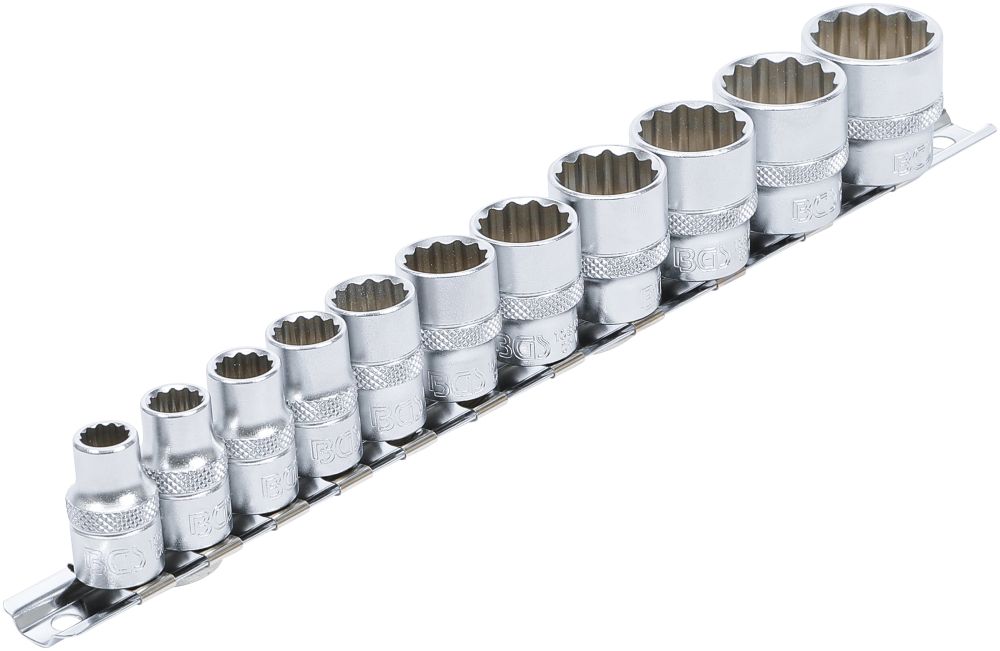 BGS Steckschlüssel-Einsatz-Satz, Zwölfkant | Antrieb Innenvierkant 10 mm (3/8") | Zollgrößen | 11-t