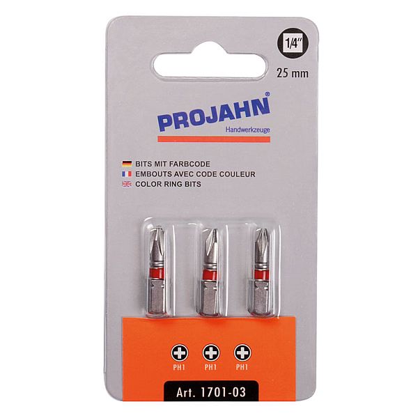 1/4" markierter Bit L75 mm Phillips Nr 3 3er Pack