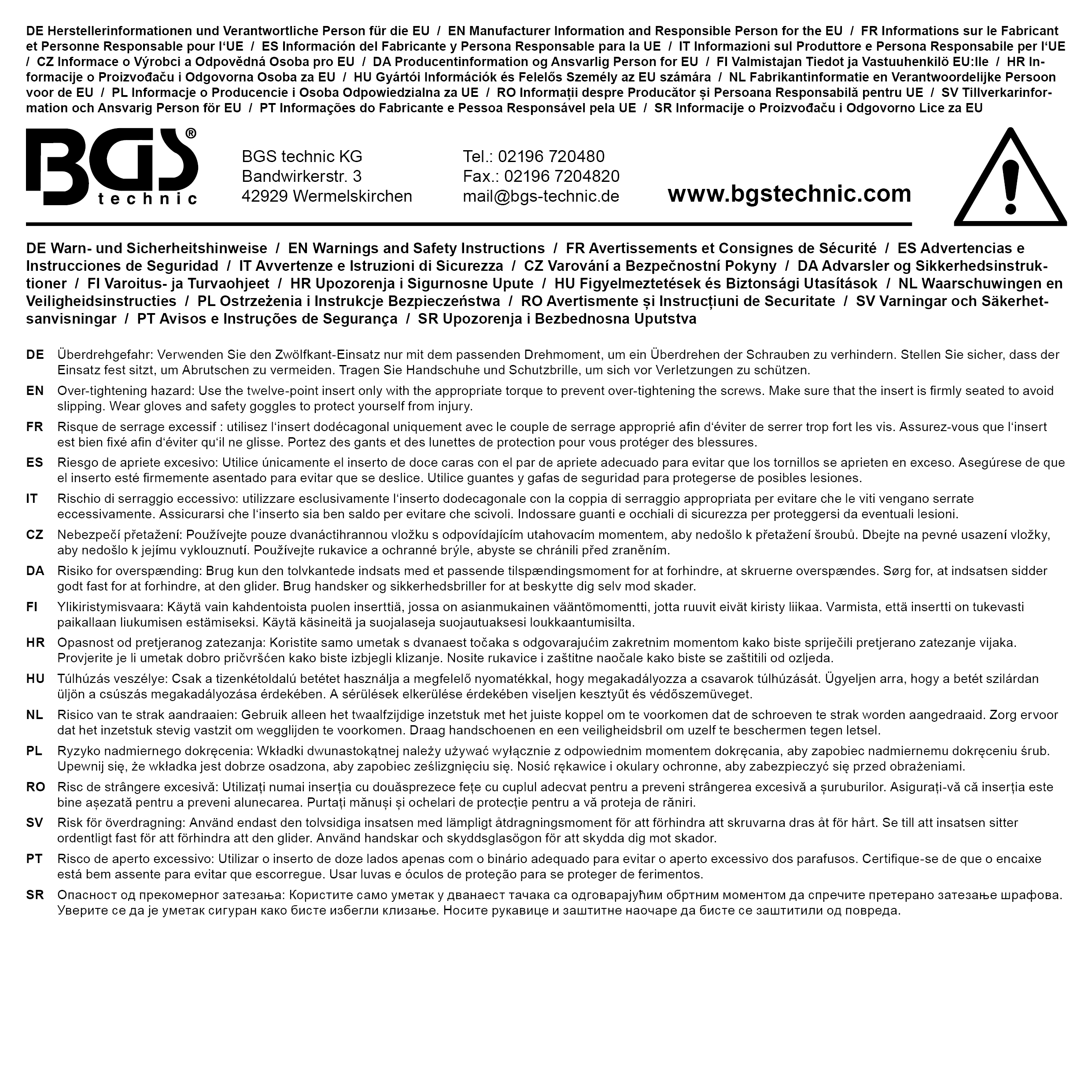 BGS Steckschlüssel-Einsatz Zwölfkant | Antrieb Innenvierkant 12,5 mm (1/2") | SW 41 mm