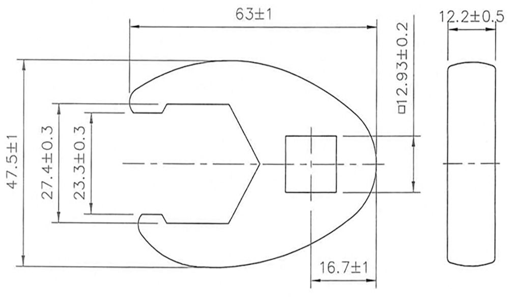BGS Hahnenfußschlüssel | Antrieb Innenvierkant 12,5 mm (1/2") | SW 27 mm