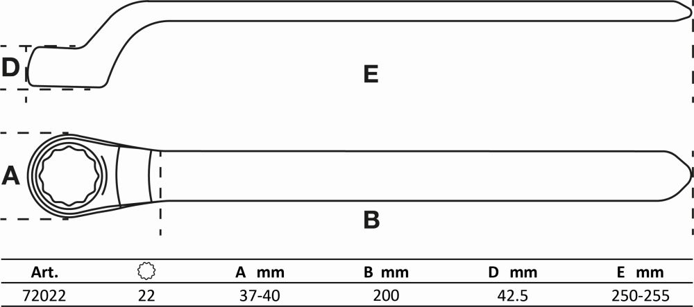 BGS VDE-Einringschlüssel | tief gekröpft | SW 22 mm