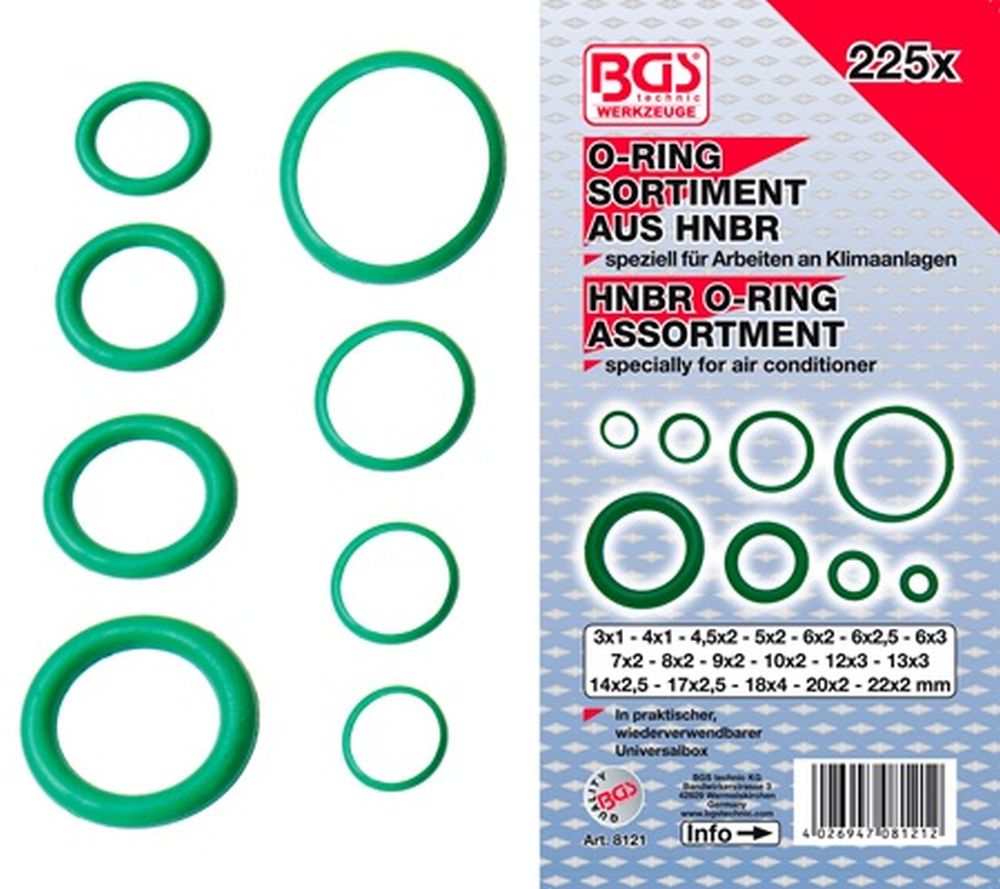BGS O-Ring-Sortiment | HNBR | Ø 3 - 22 mm | 225-tlg.
