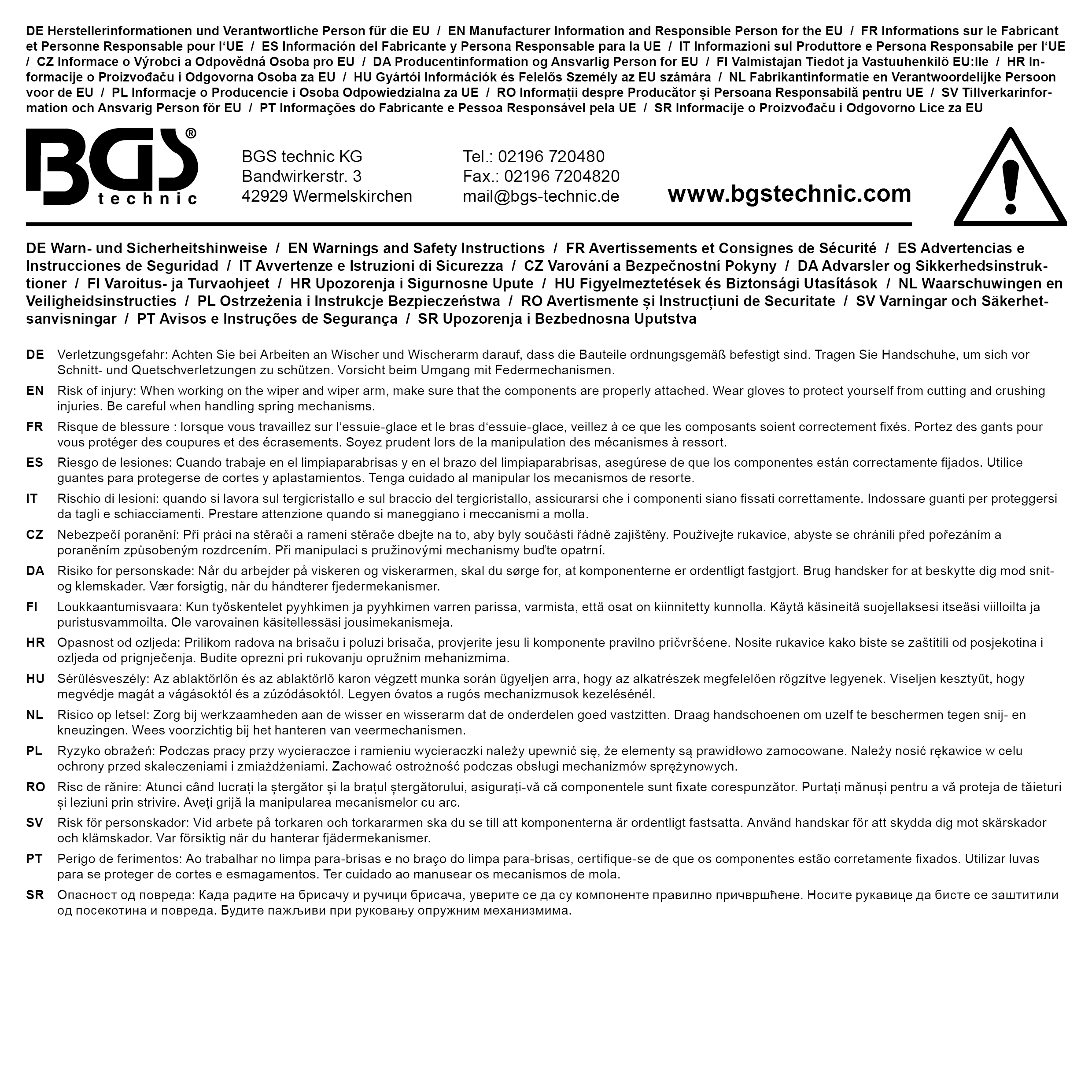 BGS Polklemmen-, Wischerarm-Abzieher, 2-armig
