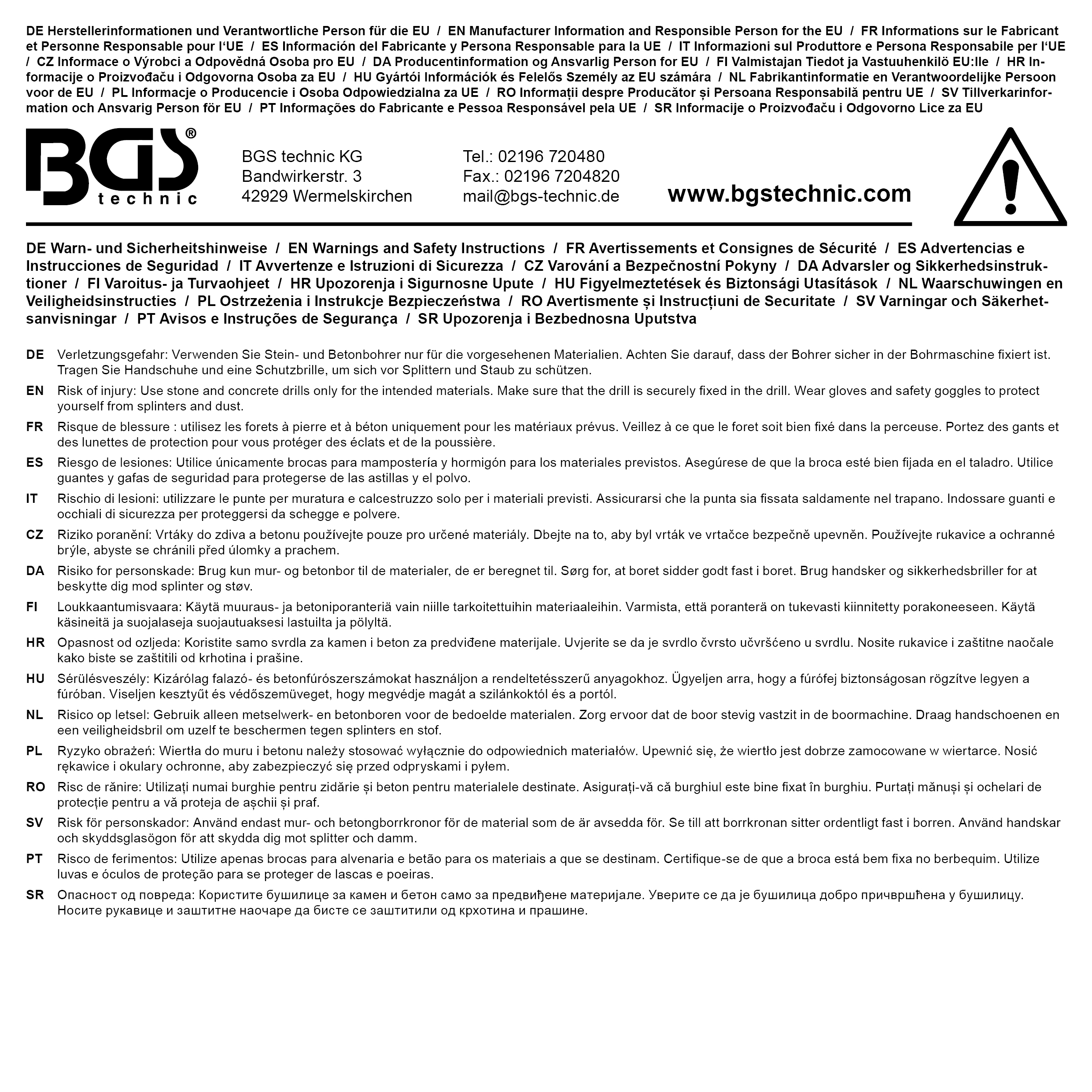 BGS Diy Mauer-Durchbruch-Bohrer-Satz | SDS-Schaft | 12 / 16 / 24 mm | 3-tlg.