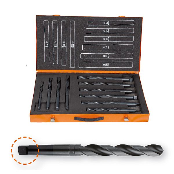 DIN 345 Bohrer in Stahlblechkoffer Ø 14-16-18-20-22-24-25-26-28-30 mm 10teilig