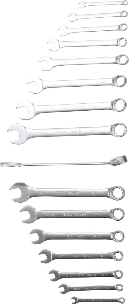 BGS Maul-Ringschlüssel-Satz | Zollgrößen | SW 1/4" - 1.1/4" | 25-tlg.
