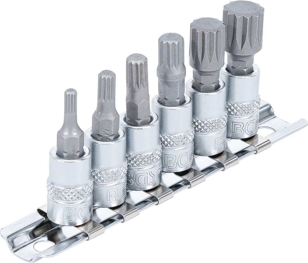 BGS Bit-Einsatz-Satz | Antrieb Innenvierkant 6,3 mm (1/4") | Innenvielzahn (für XZN) M4 - M12 | 6-t