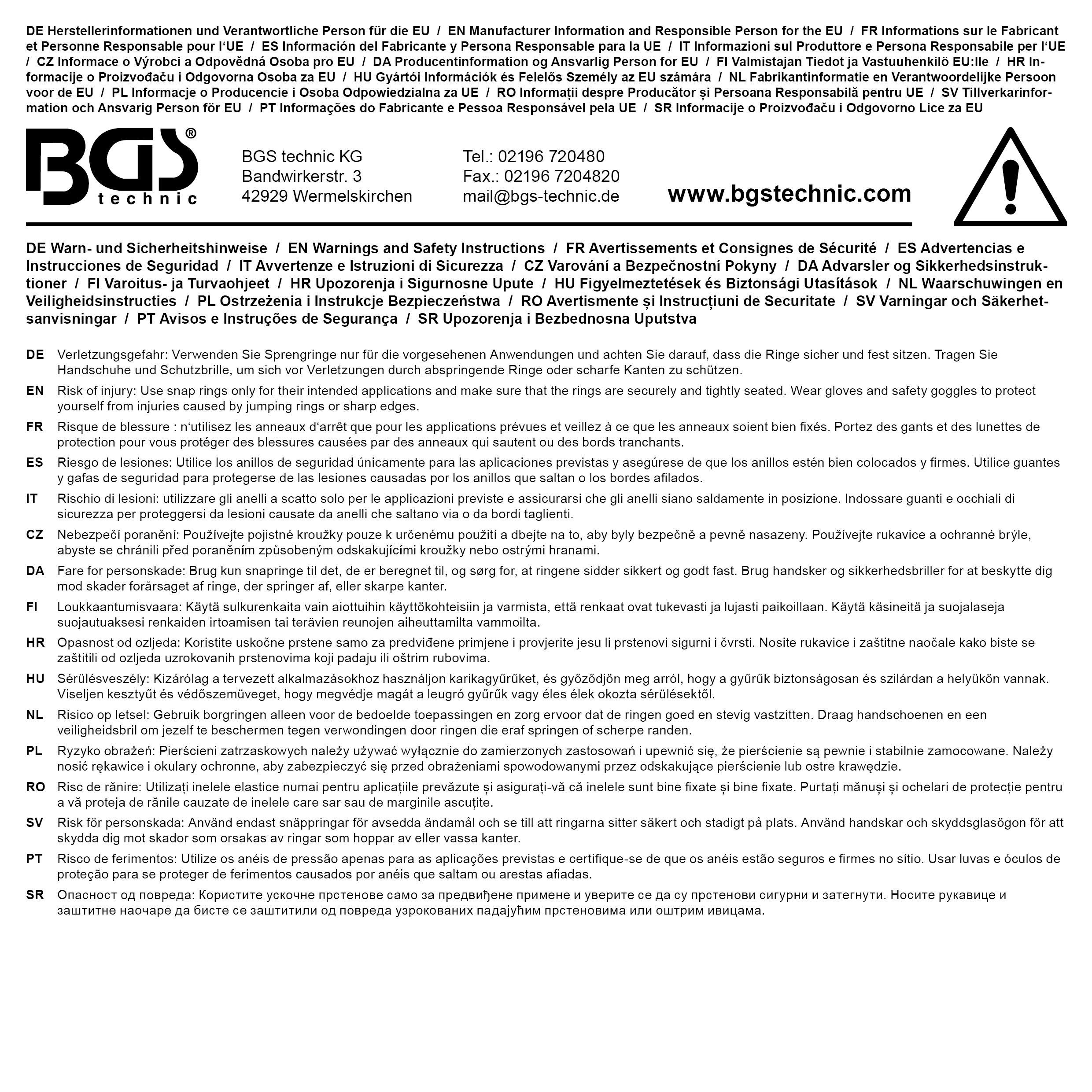 BGS Diy Innen-Seegerring-Sortiment (Sprengringe) | Ø 8 - 19 mm | 78-tlg.
