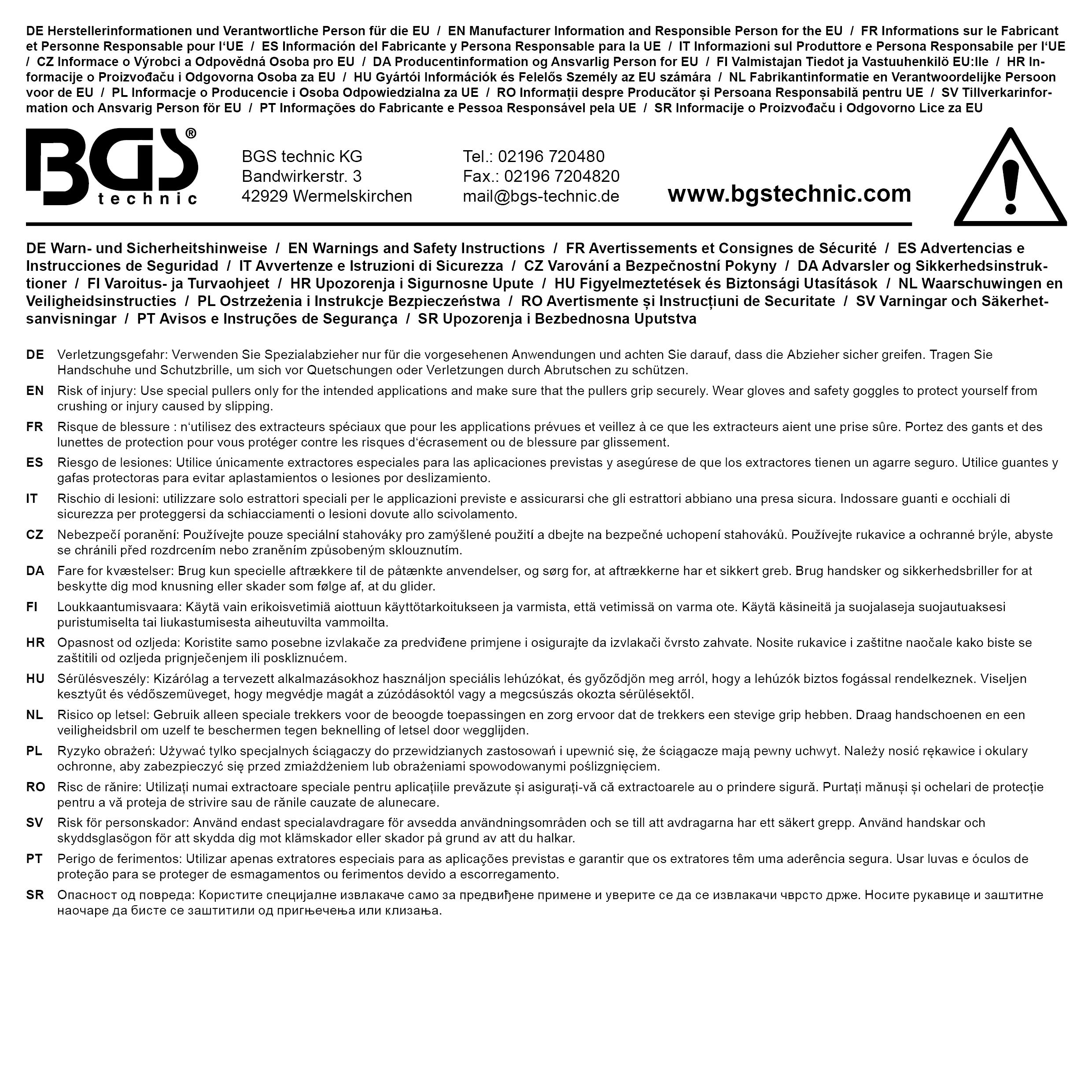 BGS Diy Abzieher-Satz | hydraulisch | 10 t