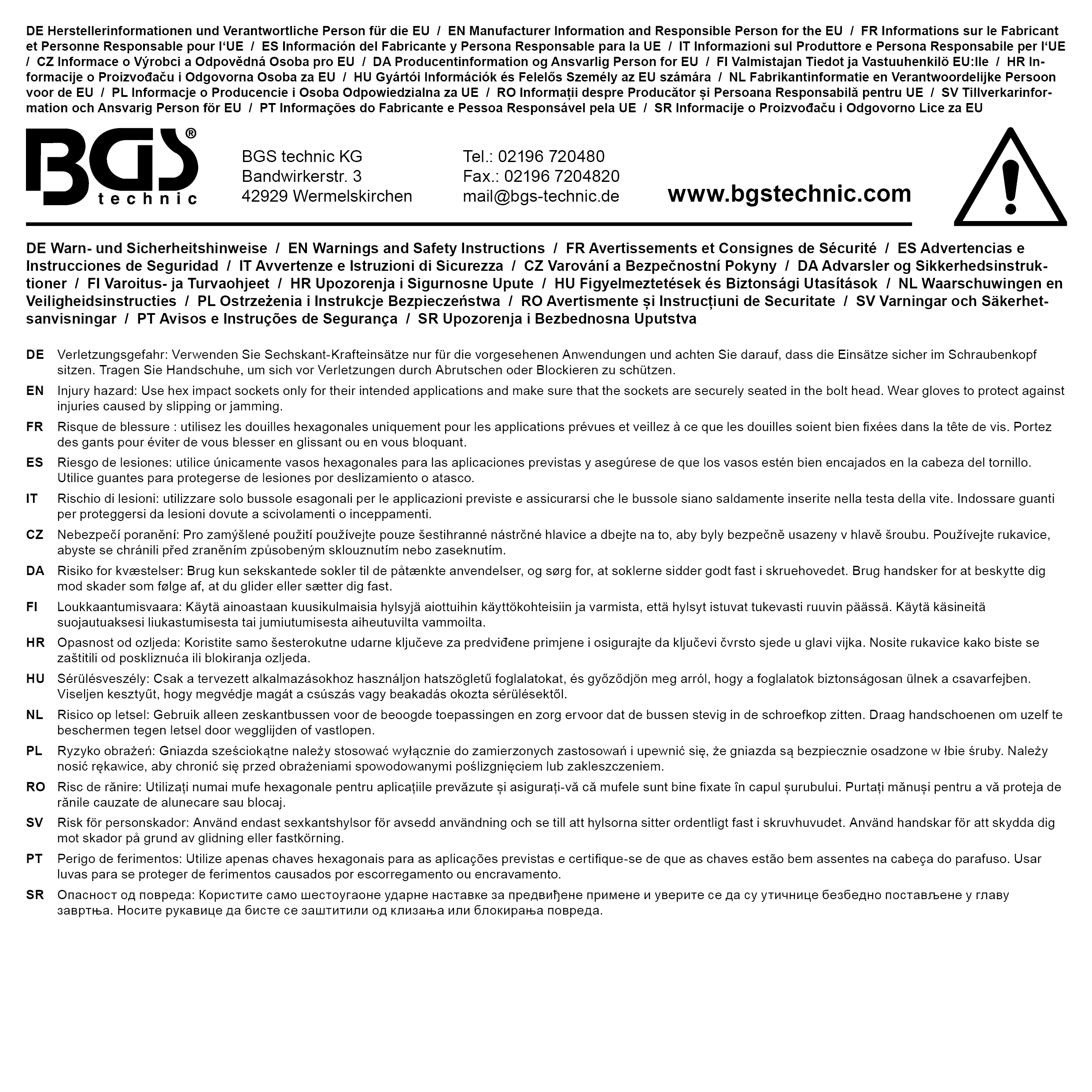 BGS Kraft-Steckschlüssel-Einsatz Sechskant, tief | Antrieb Innenvierkant 25 mm (1") | SW 27 mm