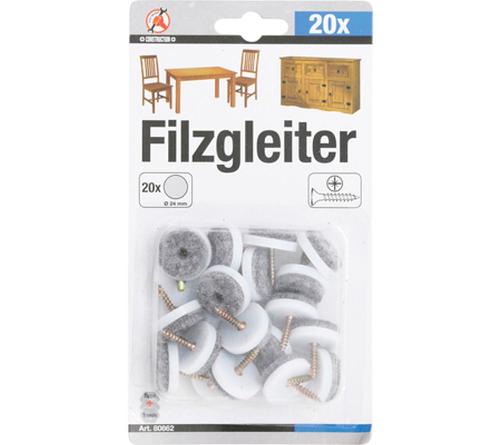 Filzgleiter-Satz - mit Schrauben - Ø 24 mm - 20-tlg.