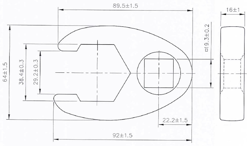 BGS Hahnenfußschlüssel | Antrieb Innenvierkant 20 mm (3/4") | SW 38 mm