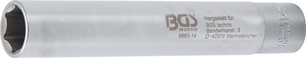 BGS Steckschlüssel-Einsatz Sechskant, extra tief | Antrieb Innenvierkant 10 mm (3/8") | 14 mm