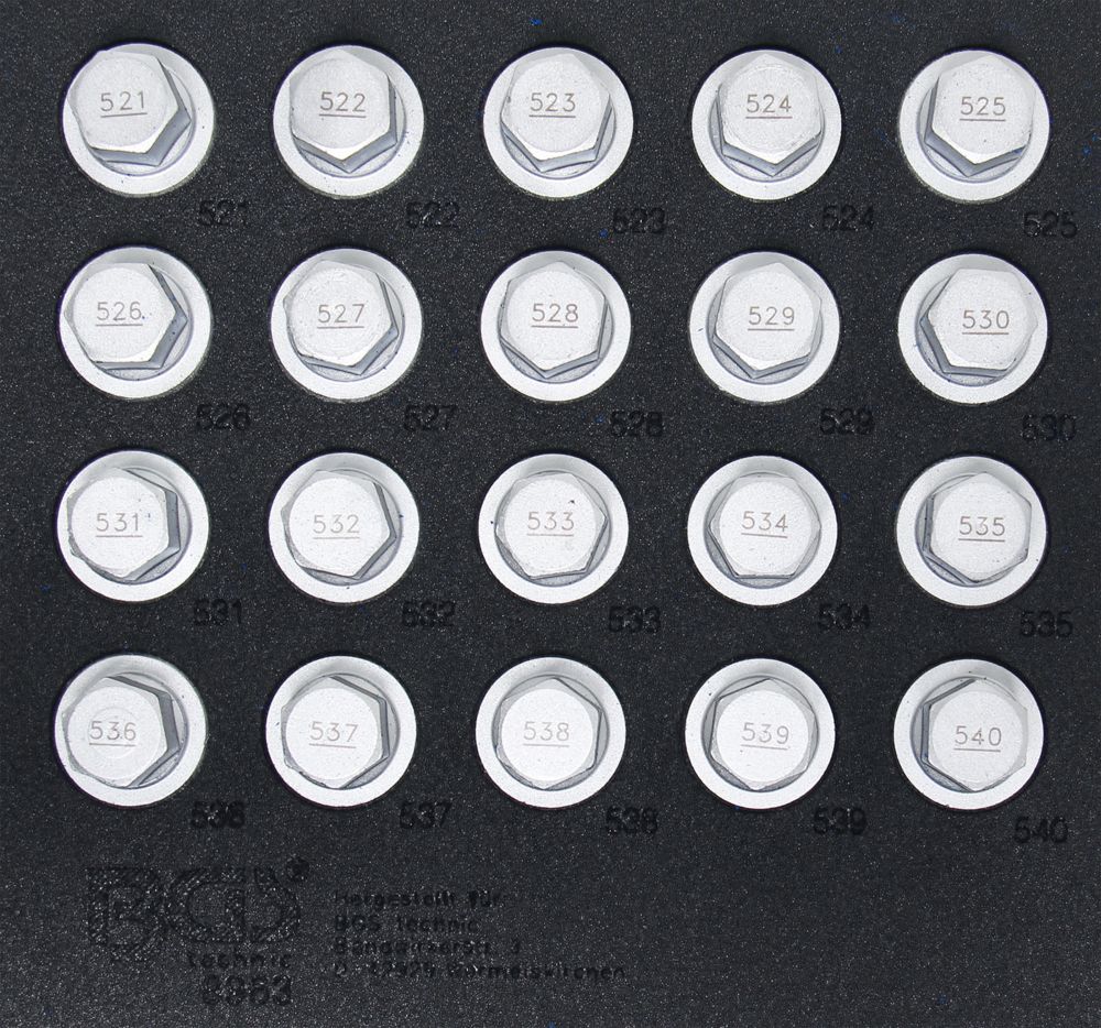 BGS Werkstattwageneinlage 1/6: Felgenschloss-Werkzeug-Satz für VAG | 20-tlg.