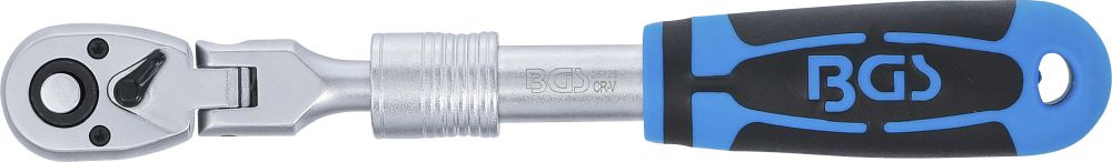 BGS Umschaltknarre, ausziehbar, abwinkelbar | Abtrieb Außenvierkant 6,3 mm (1/4") | 210 - 250 mm