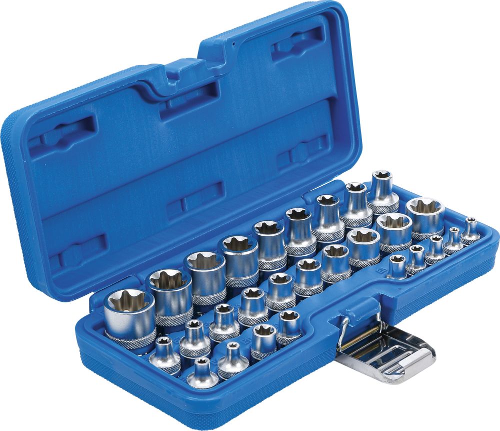 BGS Steckschlüssel-Einsatz-Satz E-Profil | Antrieb Innenvierkant 6,3 mm (1/4") / 12,5 mm (1/2") | S
