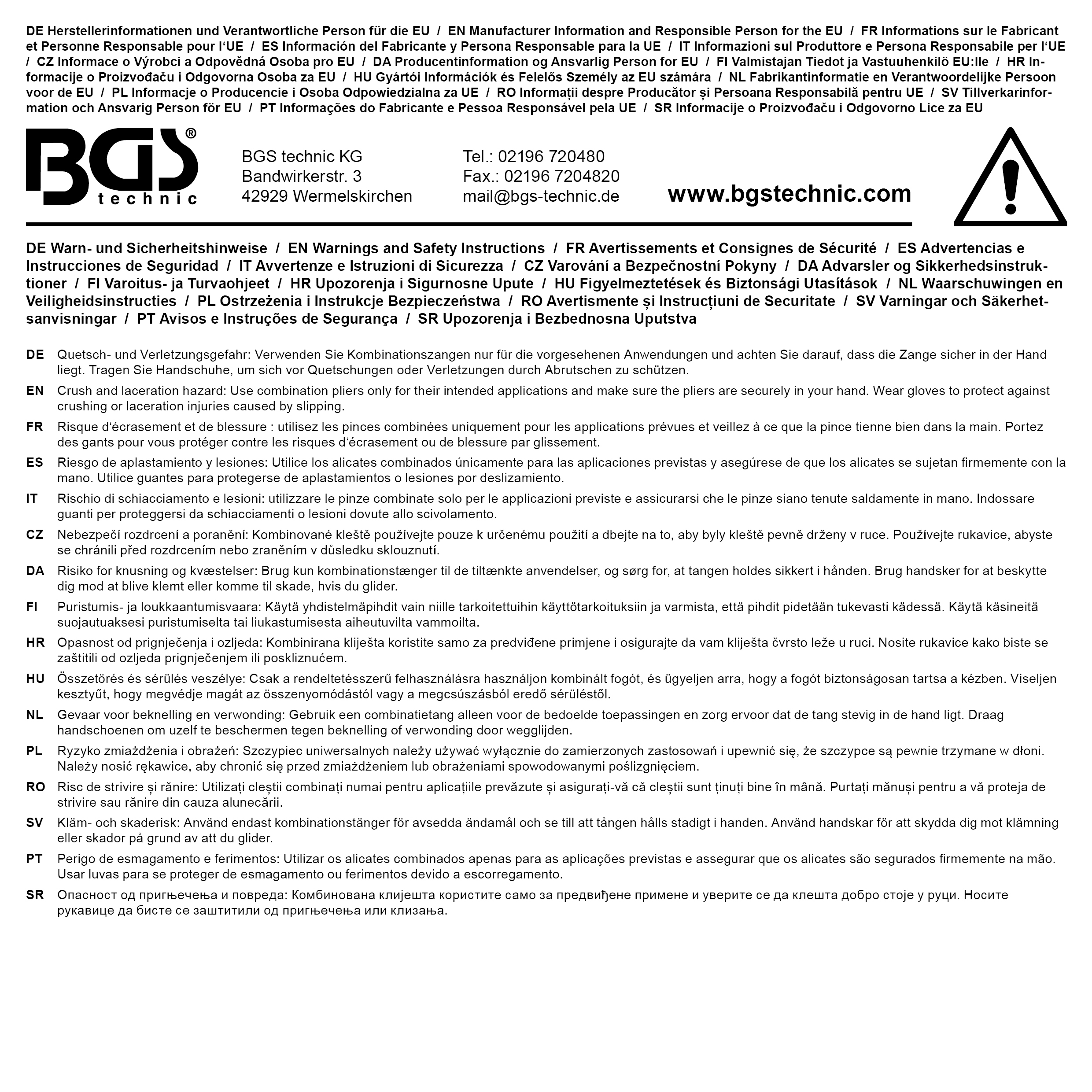 BGS Diy Elektronik-Kombizange | mit Feder | 115 mm