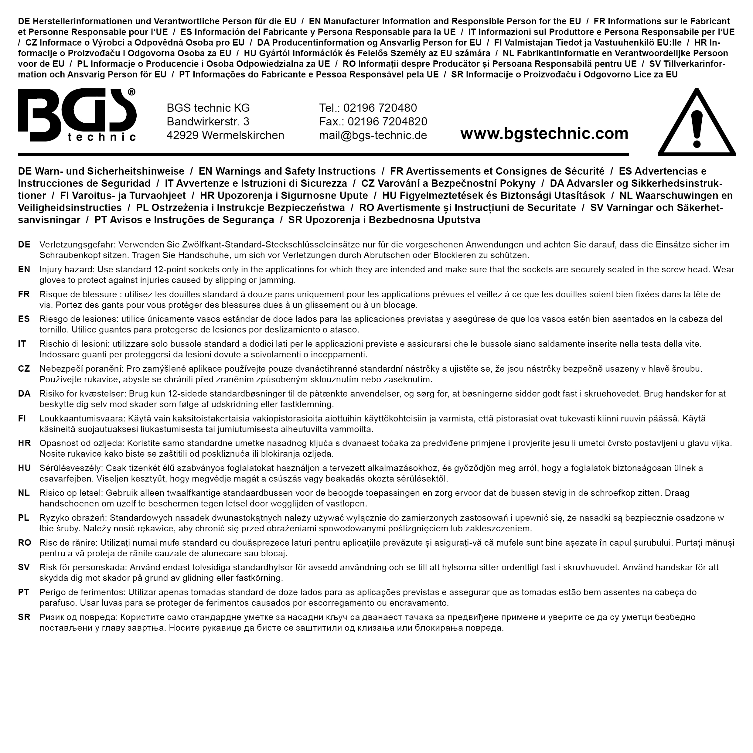 BGS Steckschlüssel-Einsatz Zwölfkant | Antrieb Innenvierkant 20 mm (3/4") | SW 41 mm