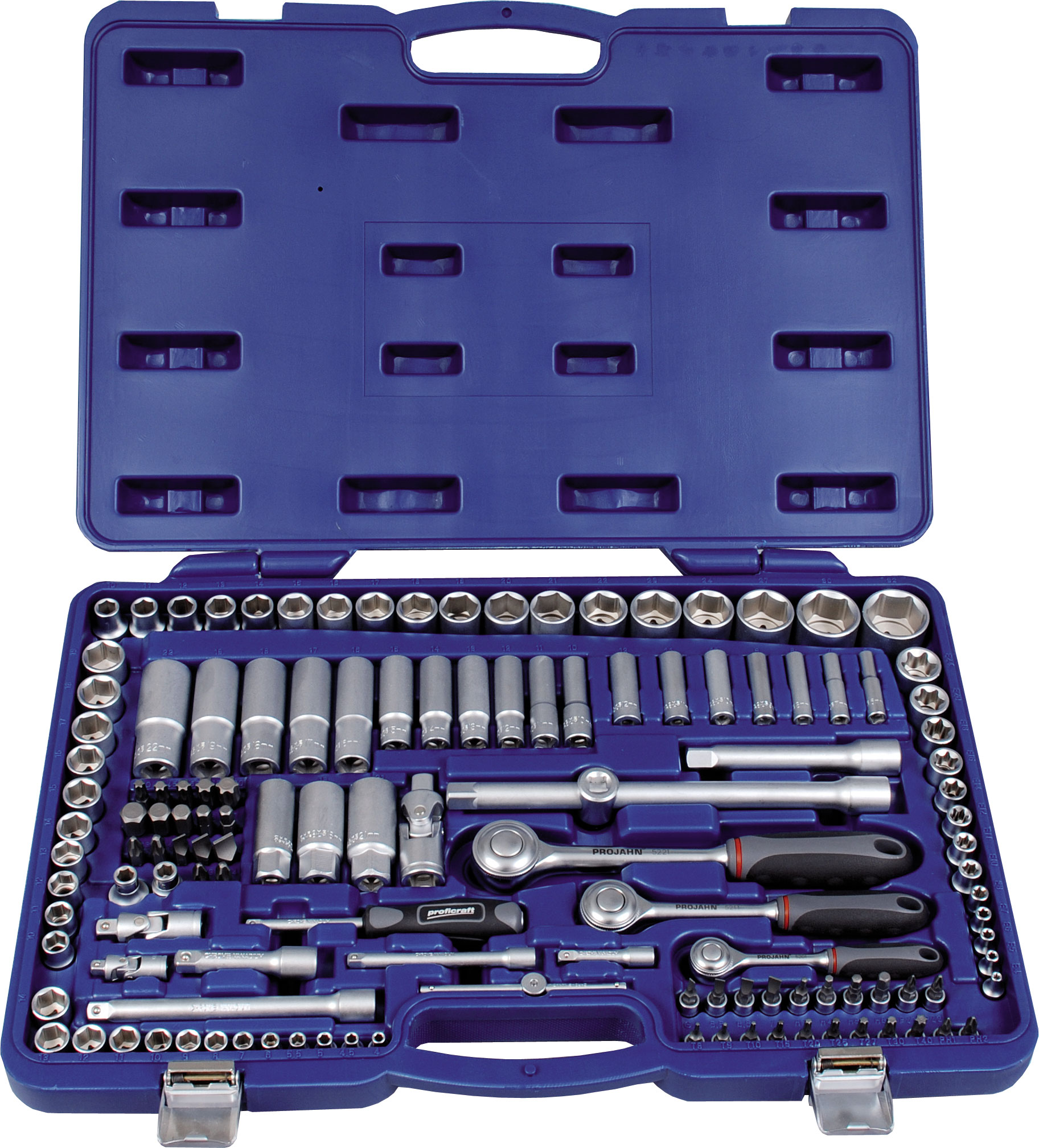 1/4" + 3/8" + 1/2" proficraft Satz 130tlg., 72 Zahn Knarren