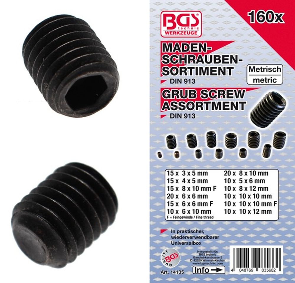 BGS Madenschrauben-Sortiment | 160-tlg.