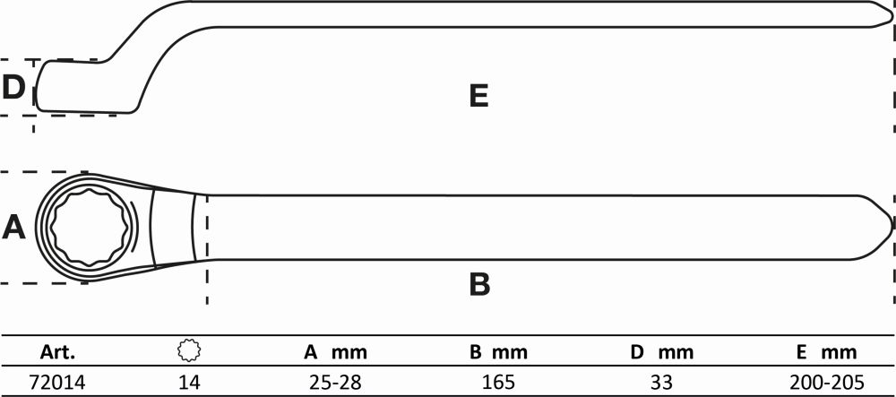BGS VDE-Einringschlüssel | tief gekröpft | SW 14 mm