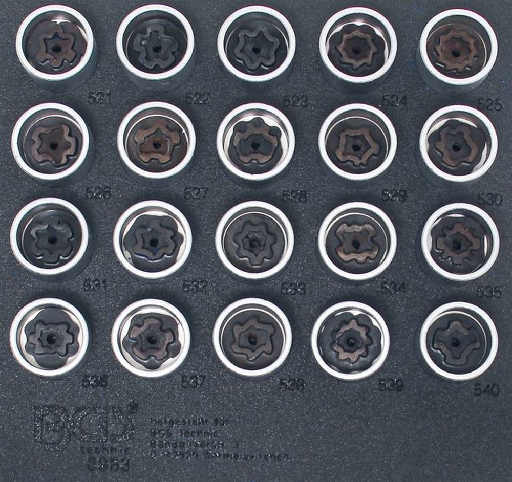 BGS Werkstattwageneinlage 1/6: Felgenschloss-Werkzeug-Satz für VAG | 20-tlg.