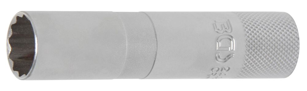 BGS Zündkerzen-Einsatz mit Haltegummi, Zwölfkant, lang | Antrieb Innenvierkant 10 mm (3/8") | SW 16