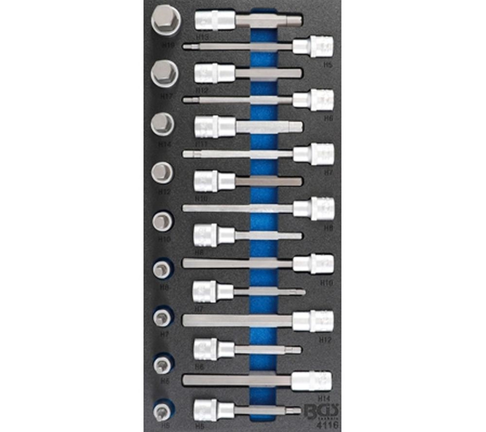 BGS Werkstattwageneinlage 1/3: Bit-Einsatz-Satz | Antrieb Innenvierkant 12,5 mm (1/2") | Innensechs