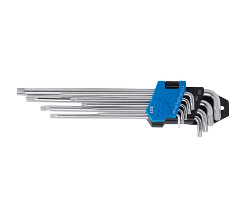 BGS Winkelschlüssel-Satz | extra lang + extra kurz | T-Profil (für Torx) T10 - T50 | 9-tlg.