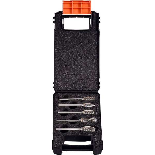 Frässtifte HM, 5tlg in MAMBO-BOX "S" Form B, C, E, G  Kopfdurchmesser 9.6 mm und Form X