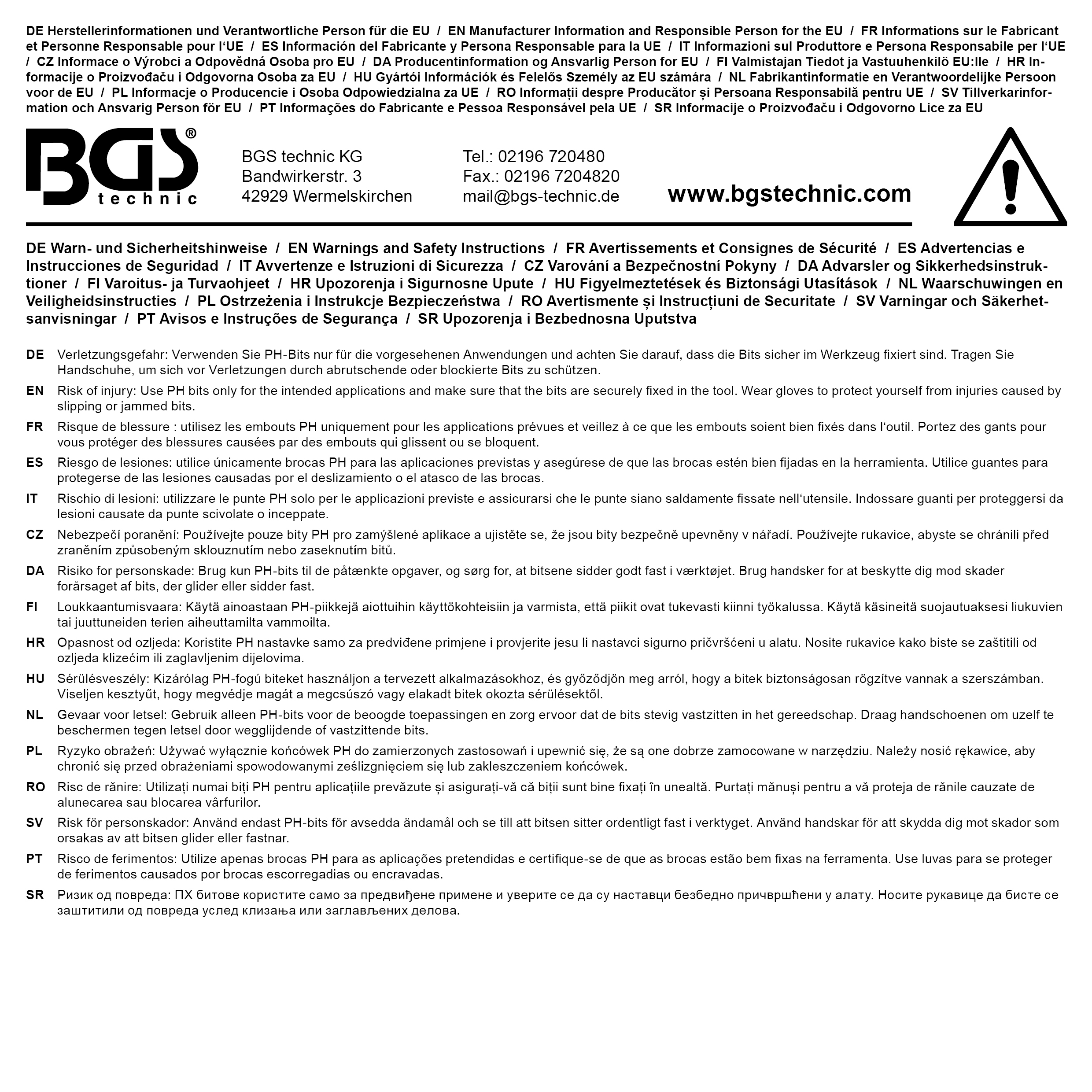 BGS Bit-Einsatz | Antrieb Innenvierkant 6,3 mm (1/4") | Kreuzschlitz PH1