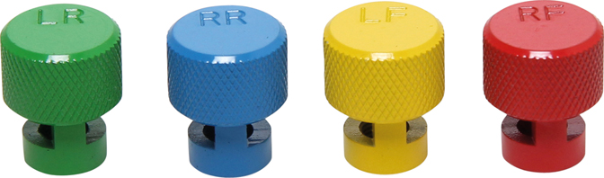 Farbkodierte Reifenluft-Ablasskappen für RDKS Ventile - 4tlg.