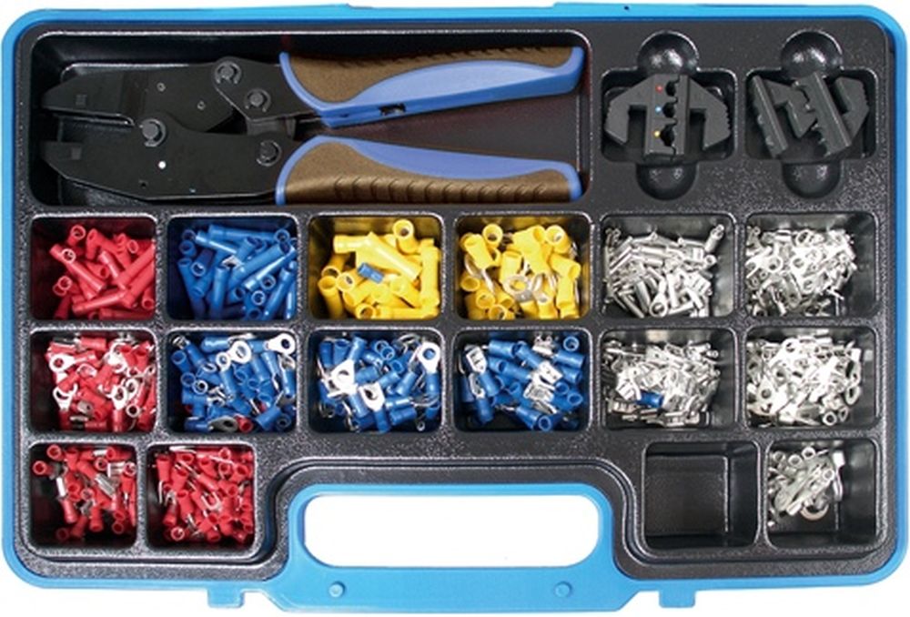 BGS Crimpzangen-Satz | mit 2 Paar Backen | mit Kabelschuh-Sortiment | 1000-tlg.