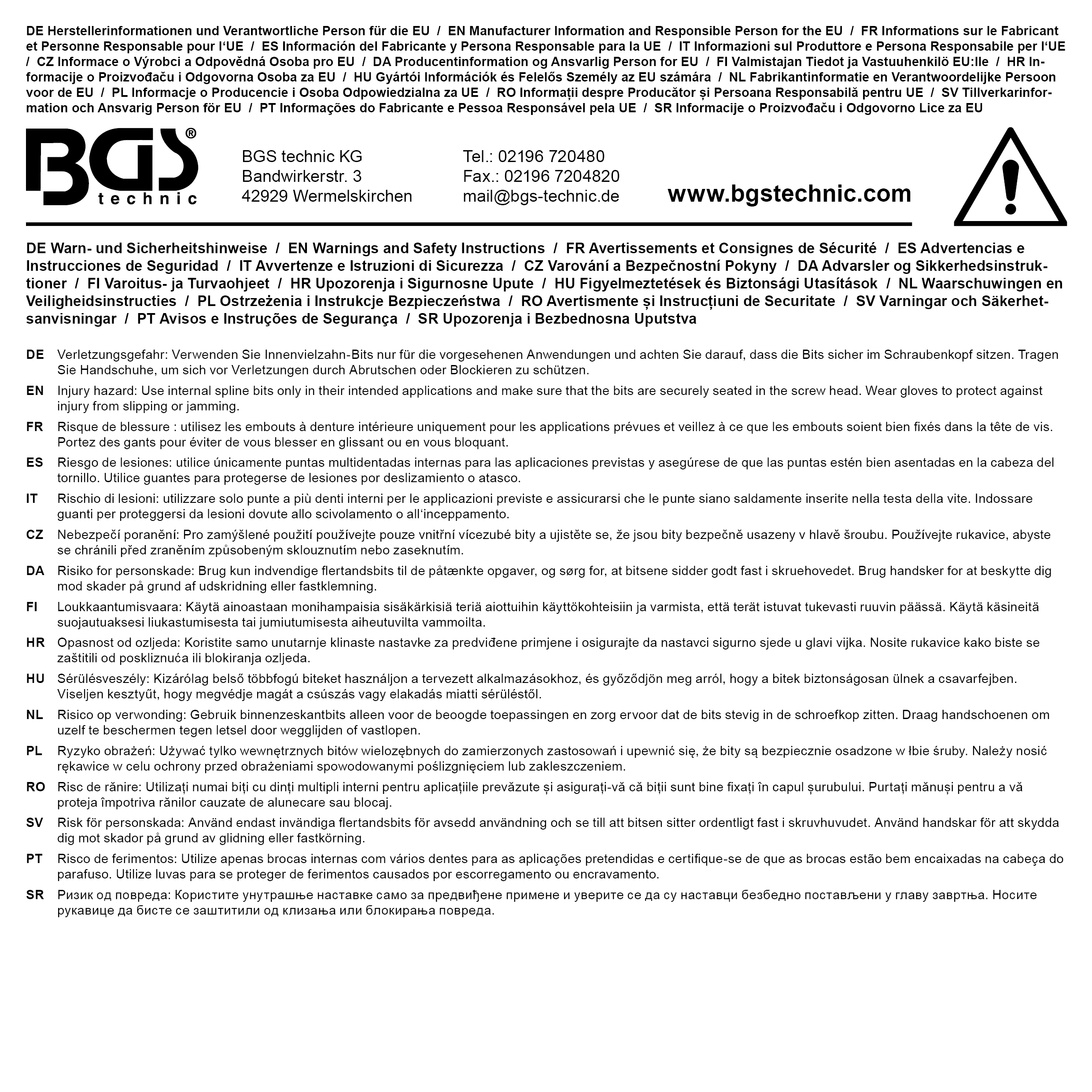 BGS Bit | Antrieb Außensechskant 10 mm (3/8") | Innenvielzahn (für XZN) M10