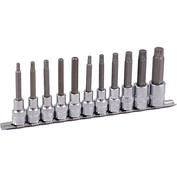 1/2" Bit Stecknuss Satz auf Schiene 11tlg 6kant+VZ