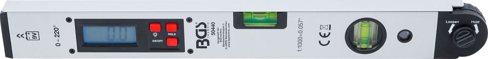 BGS Digitaler LCD-Winkelmesser mit Wasserwaage | 450 mm